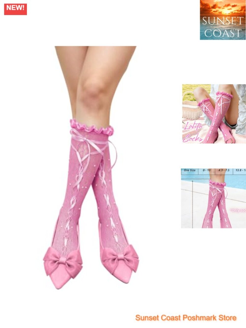 ShawGobow Hollow Out Ruffle Lace Socks with Ribbon Bow